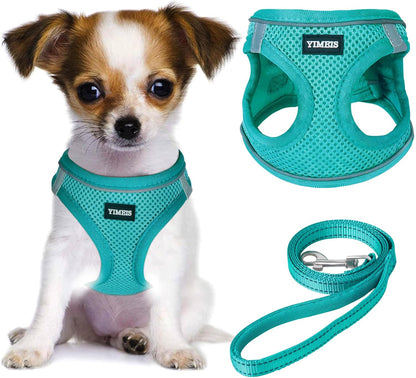 Dog Harness and Leash Set, No Pull Soft Mesh Pet Harness, Reflective Adjustable Puppy Vest for Small Medium Large Dogs, Cats (Pink, X-Small (Pack of 1)