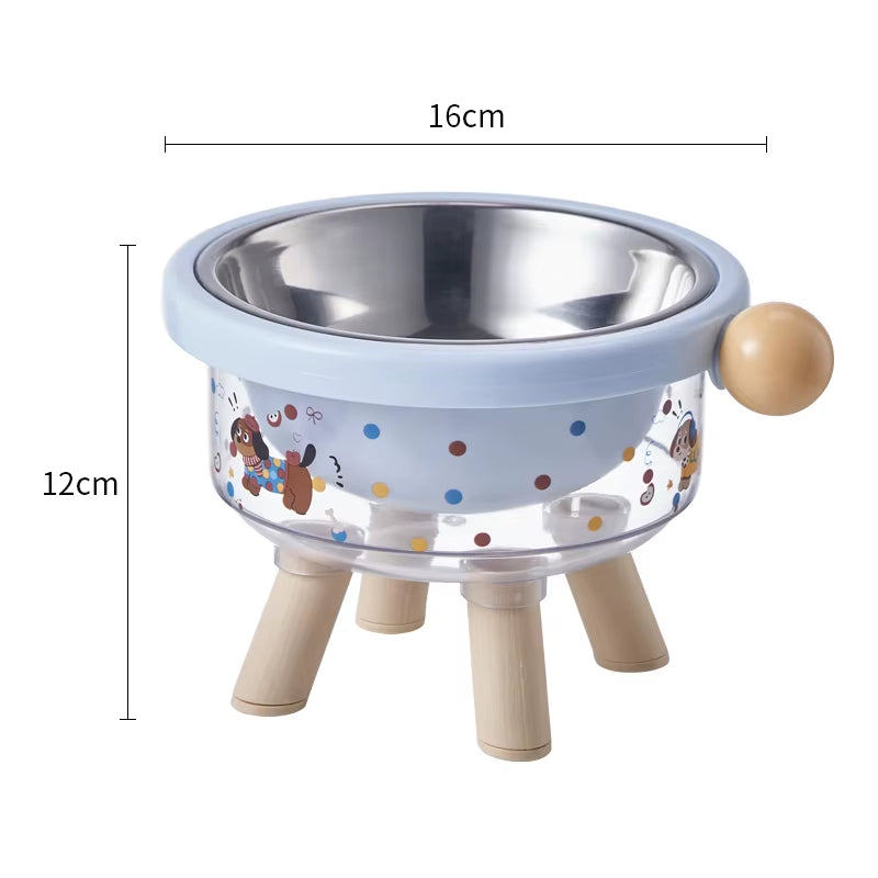 Cute Pet Stainless Steel High-Legged Cat Food Bowl, Dachshund Pattern Design, Detachable, Easy to Clean, Dual-Use Pet Bowl