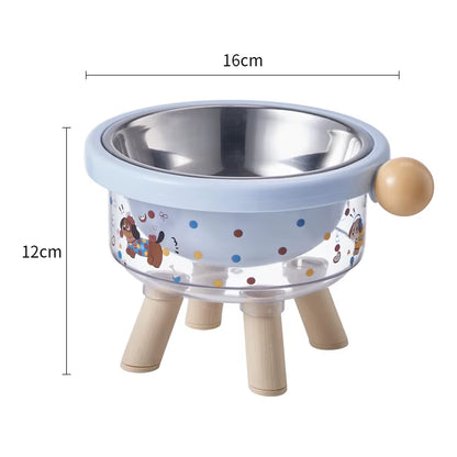 Cute Pet Stainless Steel High-Legged Cat Food Bowl, Dachshund Pattern Design, Detachable, Easy to Clean, Dual-Use Pet Bowl