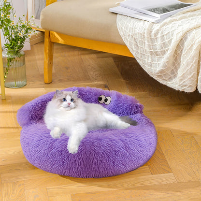 Adorable Plaid Cat Bed, Soft Portable Sleeping Bed for Small and Medium Sized Pets, Machine Washable Warm Pet Nest for Indoor Comfort