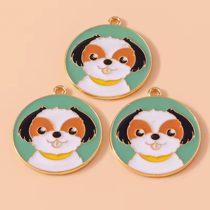 10Pcs Cute Enamel Animal Charms Husky Corgi Bulldog Puppy Dog Pendant for Bracelet Necklace Handmade Jewelry Findings