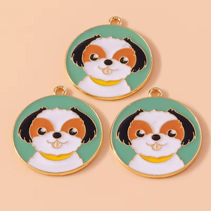 10Pcs Cute Enamel Animal Charms Husky Corgi Bulldog Puppy Dog Pendant for Bracelet Necklace Handmade Jewelry Findings