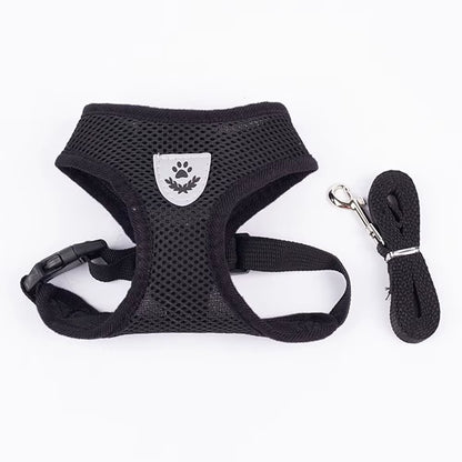 Adjustable Mesh Cute Small Cat Leash Breathable Summer Vest Cat Harness Leash Set Reflective for Small Dog Harness Leash