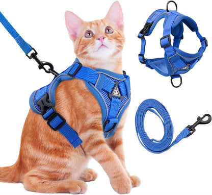Cat Harness and Leash Set Escape Proof, Breathable Reflective Adjustable Kitten Chest Strap Pet Supplies for Outdoor Walking