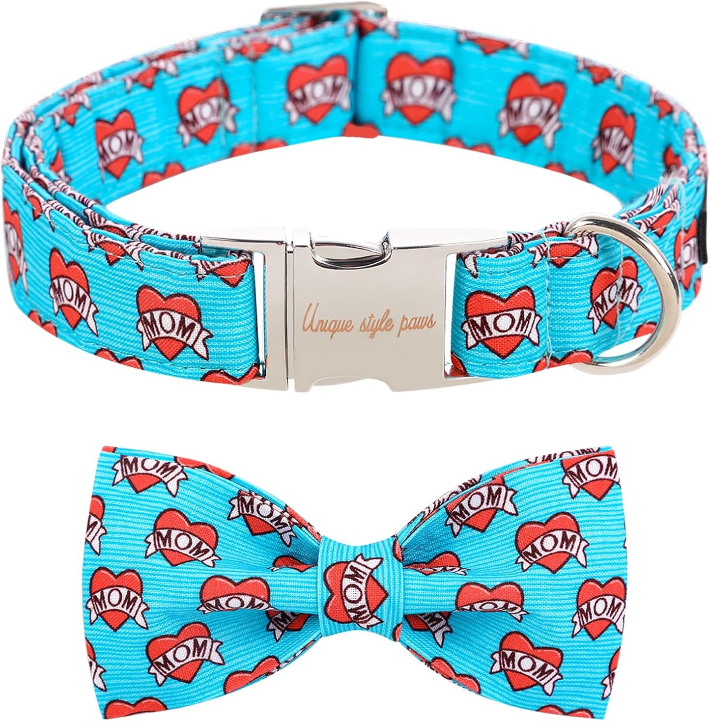 Plaid Dog Collar with Bow Pet Gift Adjustable Soft and Comfy Bowtie Collars for Small Medium Large Dogs