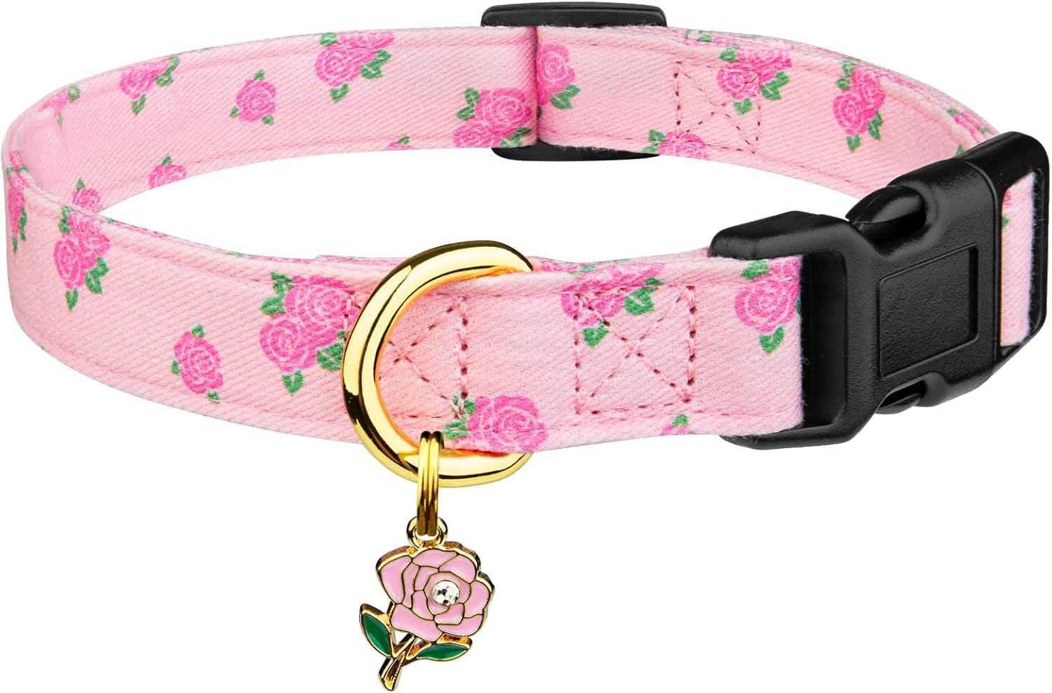 Cotton Handmade Dog Collar Cute and Distinctive Patterns White and Pink Love Heart with Pendant for Girl Boy Dogs Collars S
