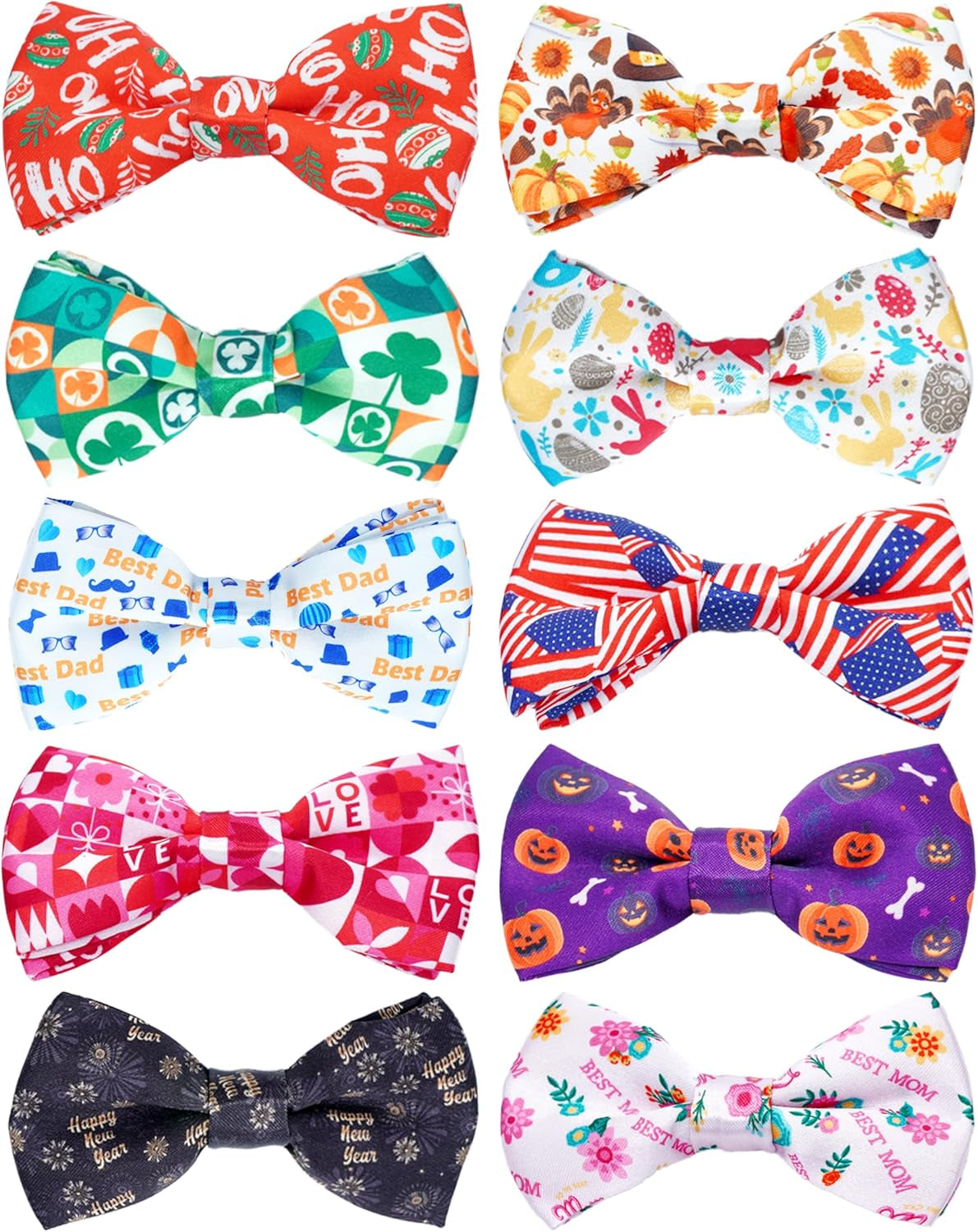 10 Pack Plaid Small Dog Bow Ties Sliding Collar Attachments Puppy Cats Classic Bowties for Medium Dogs Rainbow Bowknots Christmas Party Holiday Pet Grooming Accessories(Small)