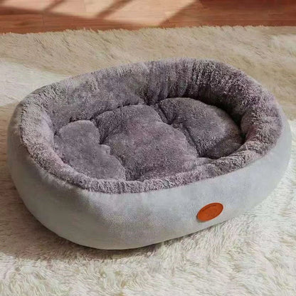 Oval Pet Bed Orthopedic Bed Fleece Warmth Pet Pad for Cat & Small Dog