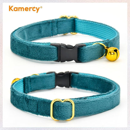 Cat Collars with Bowtie, Turquoise Velvet Cat Collar, Safety Breakaway Cat Collar