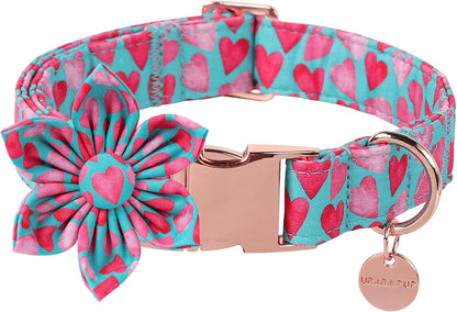 Patriotic Dog Collar with Bow Tie - 4th of July Comfortable Cotton American Flag Design for Large Dogs, Stylish Metal Buckle