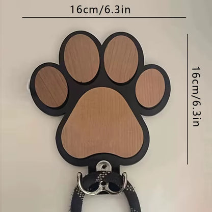 Wooden Paw Print Dog Leash Hanger Wall Hook - Claw Design Coat & Collar Holder for Dog Lovers Unique Pet Gift