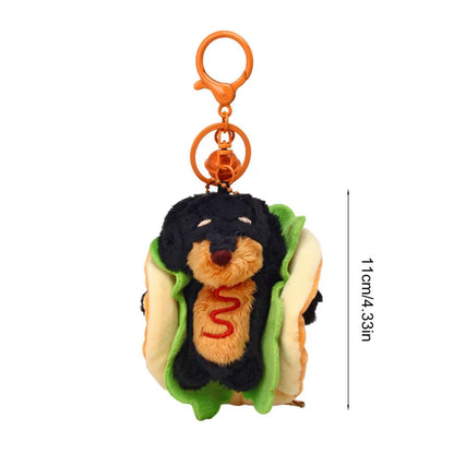 Dachshund Keychain Cute Dachshund Dog Hamburger Keychain Plush Bag Charm Dual-Function Accessory Adorable Key Chain Bag for Dog