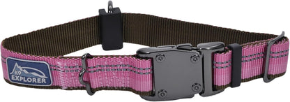 Pet K9 Explorer Reflective Adjustable Dog Collar - Comfortable Collar for the Outdoors - Durable, Lightweight Accessory with Side-Release Buckle - Berry, 5/8" X 8-12"