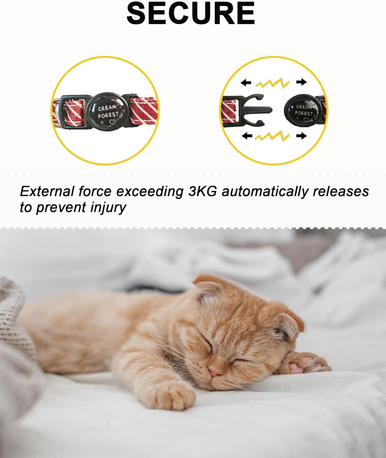3 Pack Classic Stripes Cat Collars - Breakaway Kitten Collar and Adjustable 7.8-11.8 In，Cute Neckties Kitty Collar for Wedding Formal and Party