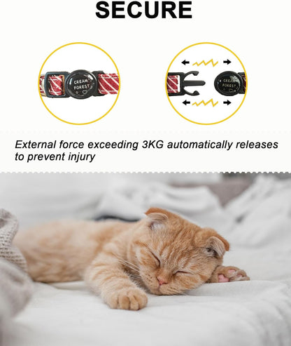 3 Pack Classic Stripes Cat Collars - Breakaway Kitten Collar and Adjustable 7.8-11.8 In，Cute Neckties Kitty Collar for Wedding Formal and Party