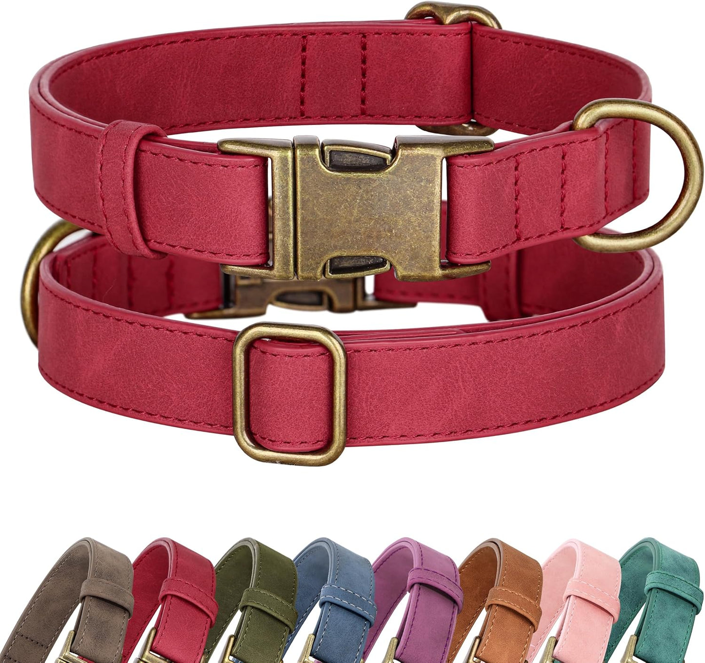 Soft PU Leather Dog Collar, Stylish Quick Released Dog Collars for Small Dogs, Easy Clean Adjustable Pet Collar for Daily Walking, Blue, S Fit 10-15" Neck