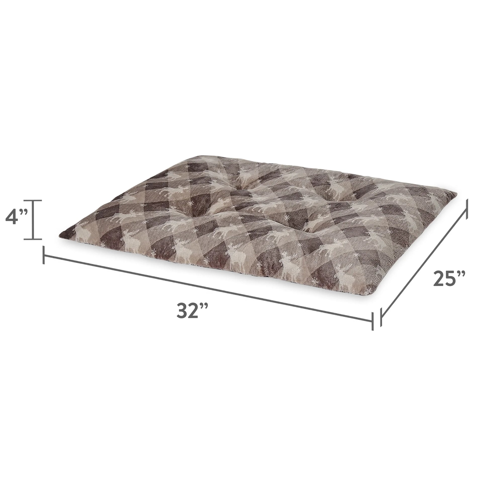 Medium Pillow Dog Bed, Brown Chic Cabin Moose, 27" X 36"