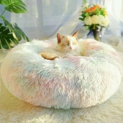 Round Plush Pet Bed for Dogs & Cats,Fluffy Soft Warm Calming Dog Bed Sleeping Kennel Nest,16 X 16 X 5.5"
