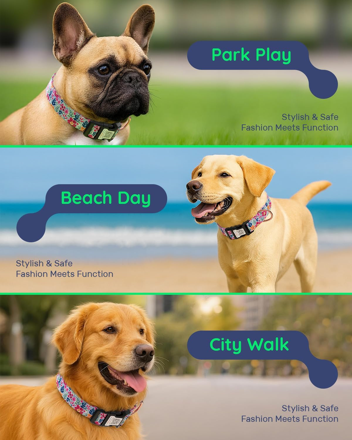 Cute Adjustable Dog Collar with QR Code Buckle - Metal Clip & Cotton Webbing Comfort Fit for Mediun Pets