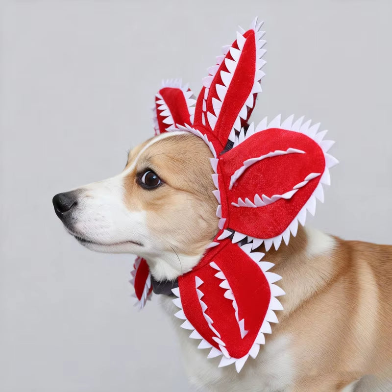 Winter Funny Cat Hat Demogorgon Scary Flower Costume Adjustable Pet Headwear Birthday Party Accessories for Dogs Cats Pet Items