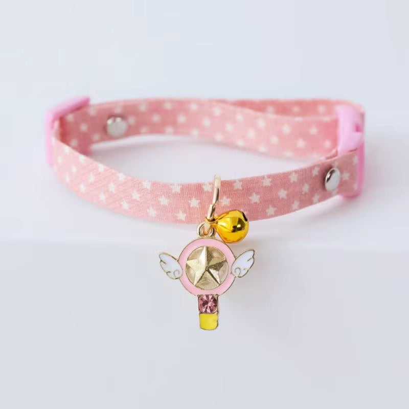 Collar Sakura Heart Fruit Cat Plaid Cat Collars Bell Cartoon Necklace Adjustable Collar for Cat Small Dog Pet Cat Accessories