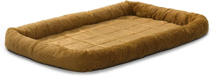 Cozy Gray Faux Fur Bolster Dog Bed - Ultra-Soft, Machine Washable, Perfect for XXS Dogs and Cats in 18-Inch Crates and Carriers