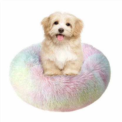 Round Plush Pet Bed for Dogs & Cats,Fluffy Soft Warm Calming Dog Bed Sleeping Kennel Nest,16 X 16 X 5.5"