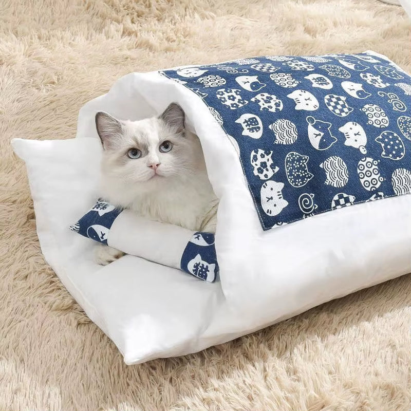 Kawaii Removable Cats Bed House Home Supplies Products for Adult Cats Large Pet Dog Bed Cat'S House Cave Comfortable Food Cute