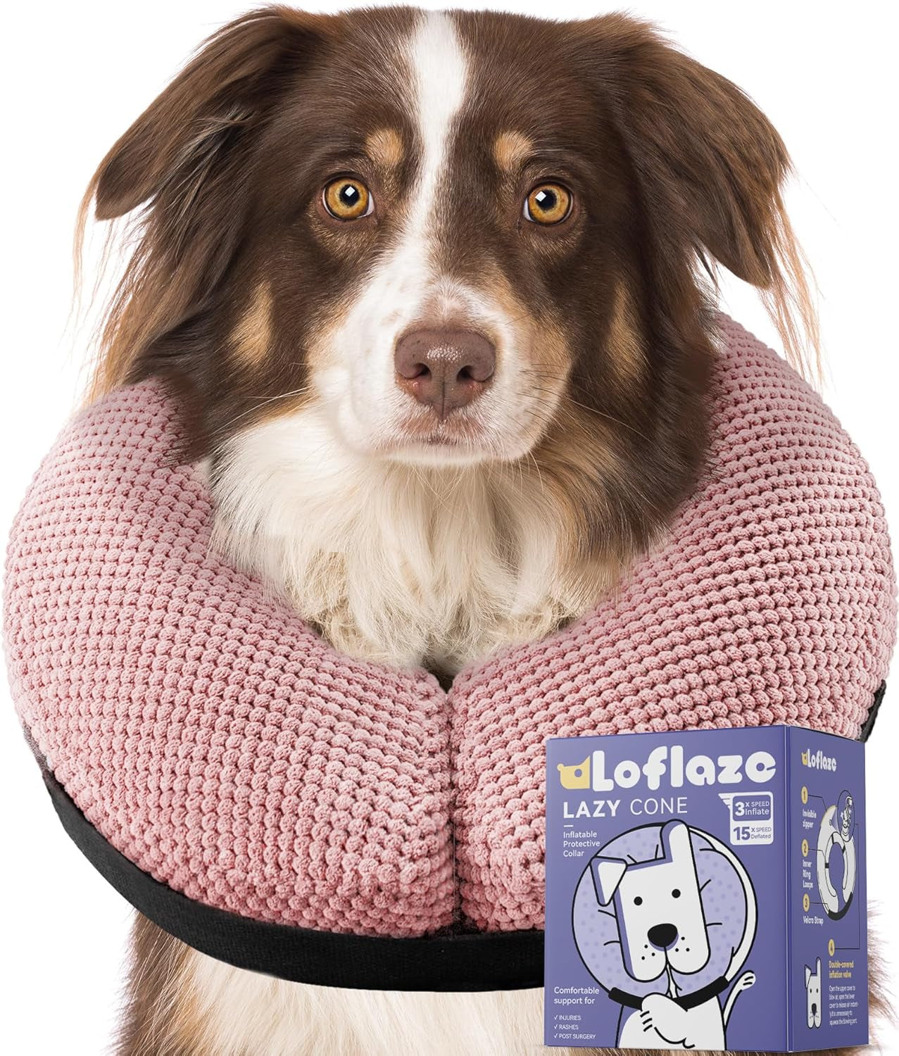 Soft Inflatable Dog Cone for Large Medium Small Dogs Cats - Neck Donut, E Collar Alternatives for Recovery