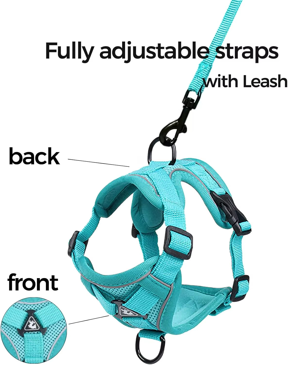 Cat Harness and Leash Set Escape Proof, Breathable Reflective Adjustable Kitten Chest Strap Pet Supplies for Outdoor Walking