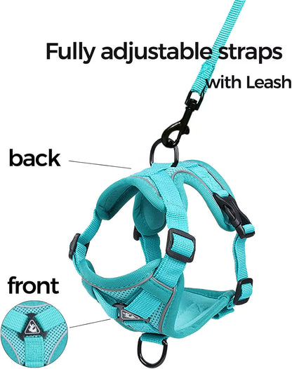 Cat Harness and Leash Set Escape Proof, Breathable Reflective Adjustable Kitten Chest Strap Pet Supplies for Outdoor Walking