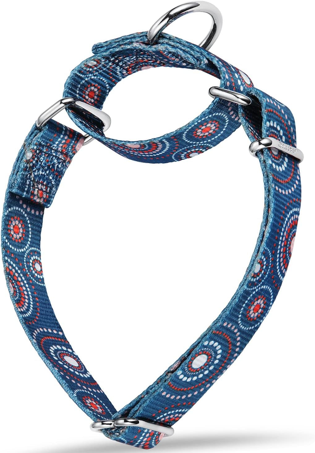 Martingale Dog Collar No Pull Pet Collar Heavy Duty Dog Martingale Collars Silky with Unique Geometric Pattern for Medium and Large Dogs (Large, Turquoise)