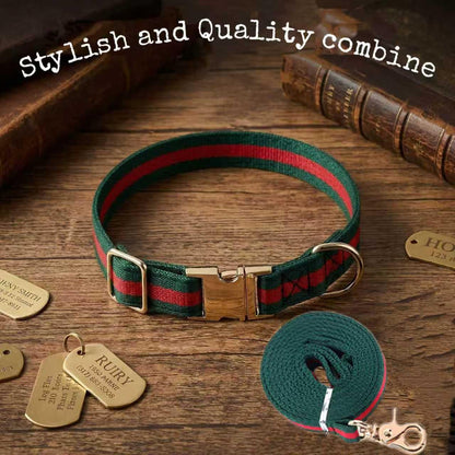 Premium Dog Collar, Cute Dog Collars Luxury Style, Durable Pet Collars and Dog Leash with Metal Buckle Safety for Puppy Small Dogs