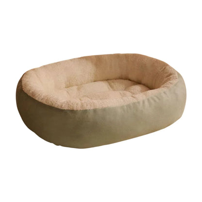 Winter Long Plush Pet Cat Oval Dog Beds Mat for Pet Cats, Cat Bed for Winter Warmth, Portable Washable Pet Bed Nest Cat Sleep Bag Nest Kennel, All-Season Suitable Pet