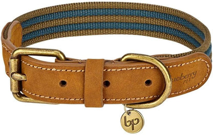 Soft & Comfy Leather Dog Collar - Adjustable Dog Collars for Small Dogs, Genuine Leather Collar for Dogs, Classic Striped Leather Dog Collars, Small, Neck 12"-15"