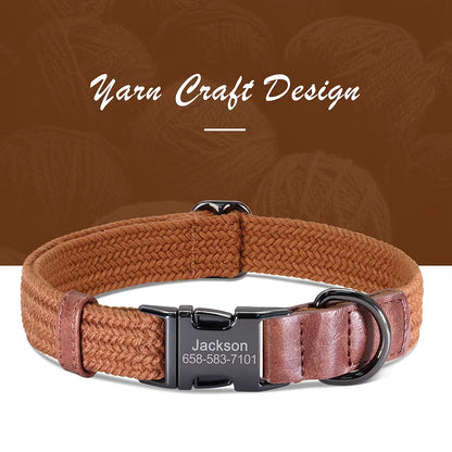 Custom Dog Collar Dog Durable Nylon Dog Collars Free Engraved Pet Name Buckle Necklace Adjustable for Small Medium Large Dogs