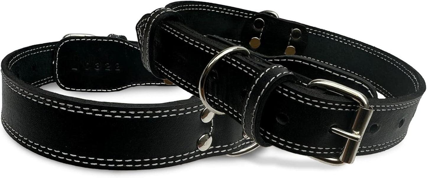 Leather Dog Collar with Reinforced Hardware, Heavy Duty Dog Collars for All Breeds, Made of Top Grain Genuine Leather That Is Soft & Durable (Brown, LG)