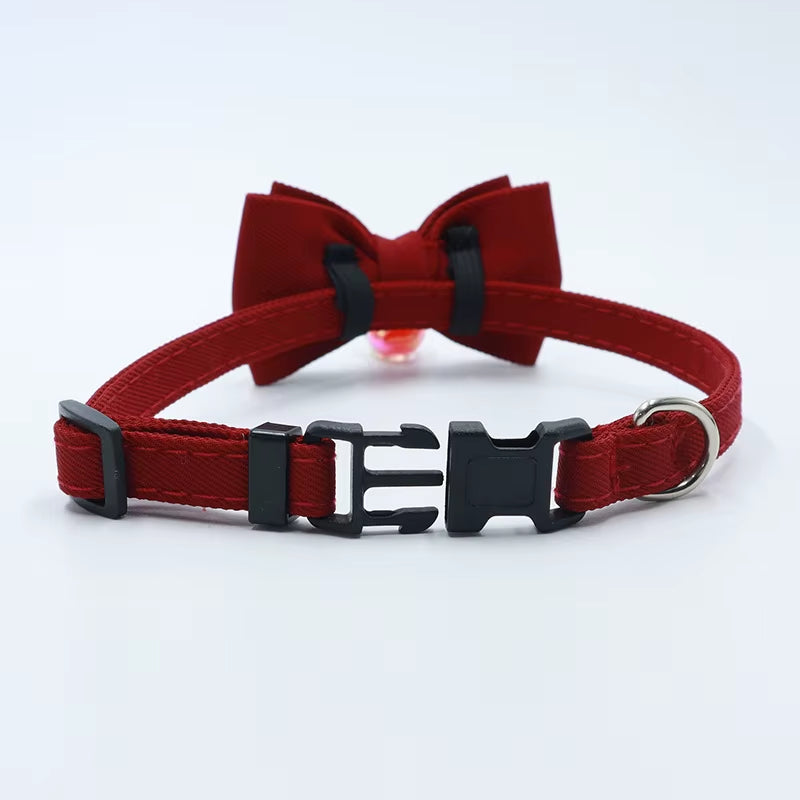 Red Bow Adjustable Cat Collar, Flower Heart Pendant Pet Collar, Gorgeous Retro Cat Collar,Christmas Wedding Pet Accessories