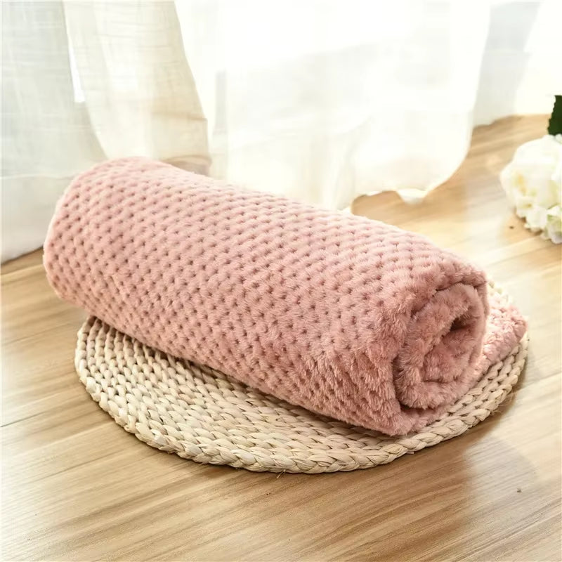 Soft Pet Blanket Plush Dog Sleeping Blanket Solid Color Washable Sofa Pad Portable Warm Cat Bed Blanket Home Carpet for Winter