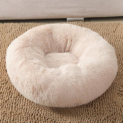 Round Cat Beds House Soft Long Plush Bed for Dogs Basket Pet Products Cushion Cat Bed Cat Mat Sleeping Sofa, Suitable for Winter
