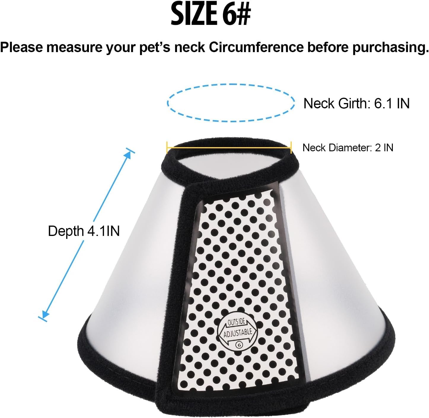 Adjustable Recovery Pet Cone E-Collar for Cats Kittens Rabbits, Plastic Elizabeth Protective Collar Wound Healing Practical Neck Cover, Neck Girth 6.1 In