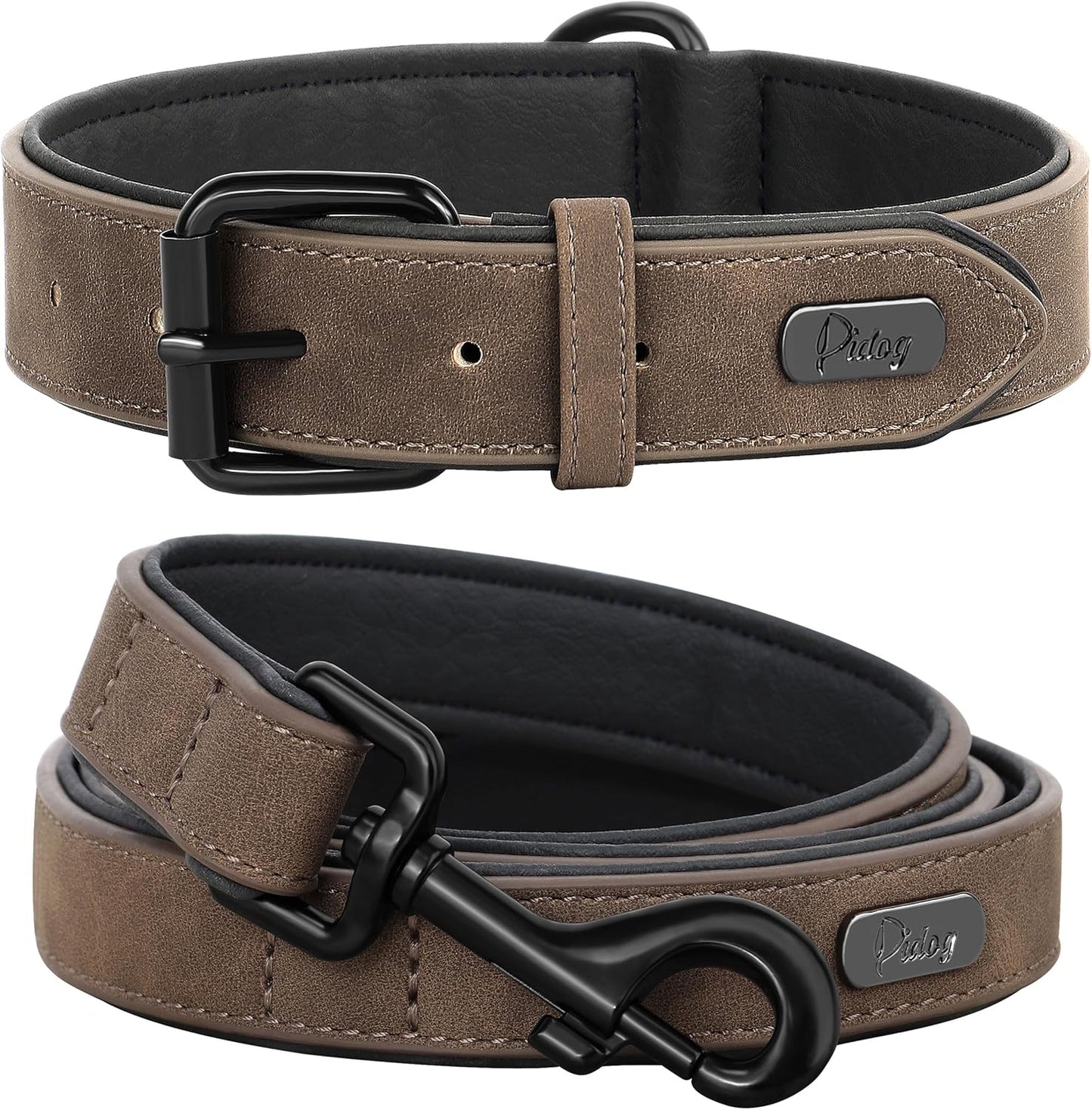 Soft Padded PU Leather Dog Collar, Breathable and Adjustable Dog Collars for Medium Dogs, Comfortable for Daily Walk, Purple, L Fit Neck 14-18"(22-44 Lbs)
