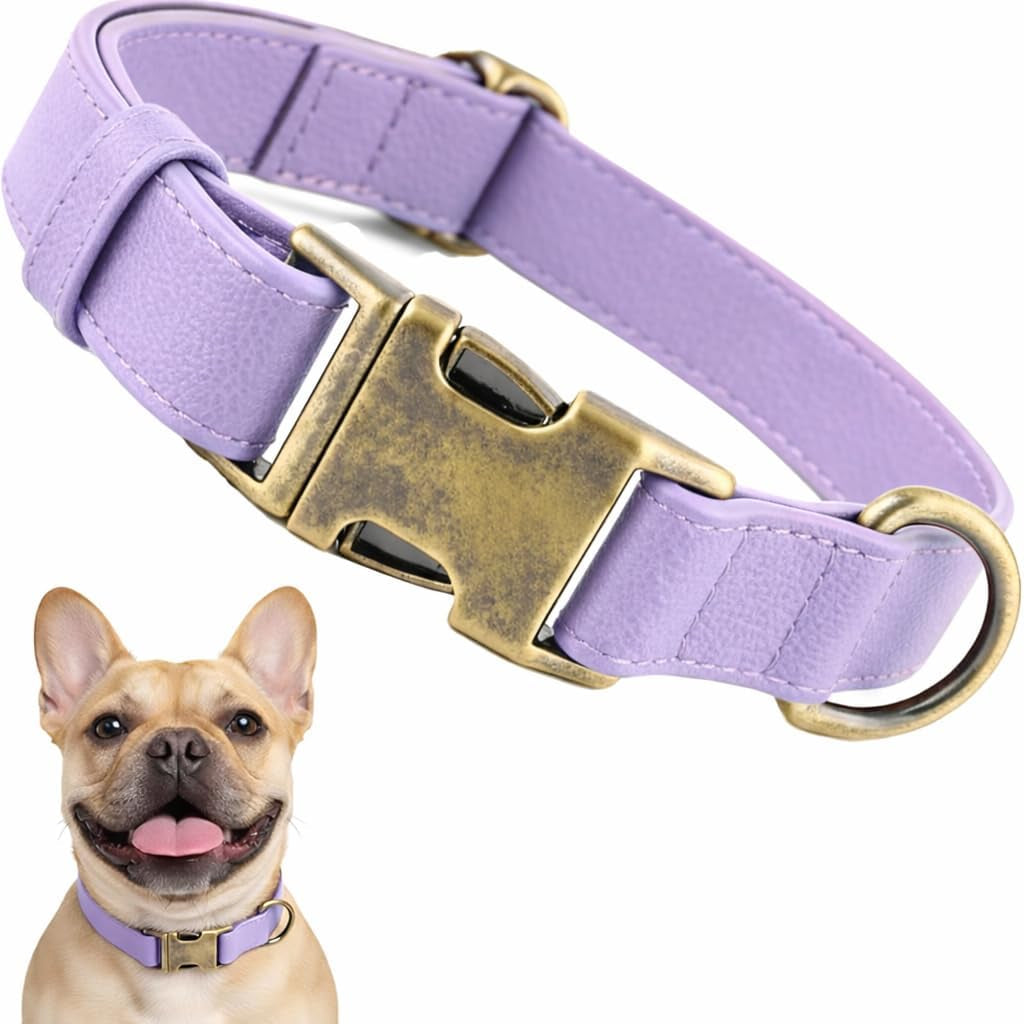 Dog Collars for Medium Dogs Silicone Leather Dog Collars Soft Flexible Waterproof Odor-Proof Durable Thick Classic Adjustable Pet Puppy Collar (Green, Medium (12.5-20" Neck))