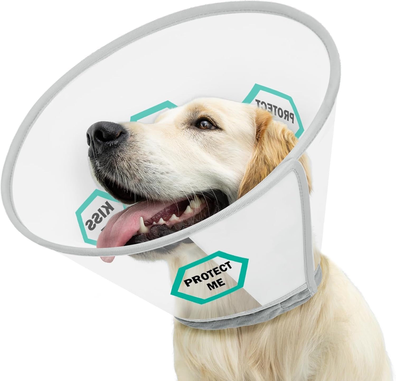 Dog Cone Collar Adjustable after Surgery, Comfortable Pet Recovery Collar & Cone for Large Medium Small Dogs, Elizabethan Dog Neck Collar Plastic Practical （L）