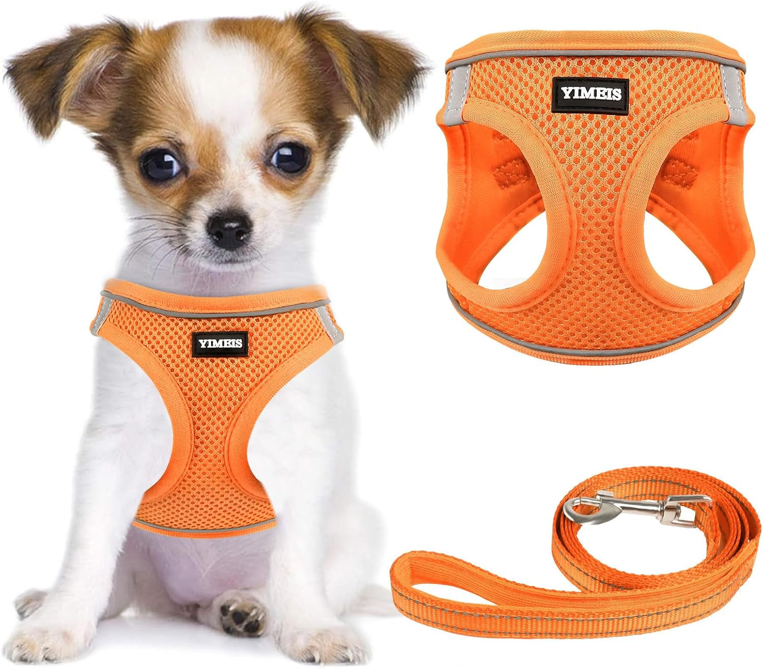 Dog Harness and Leash Set, No Pull Soft Mesh Pet Harness, Reflective Adjustable Puppy Vest for Small Medium Large Dogs, Cats (Pink, X-Small (Pack of 1)