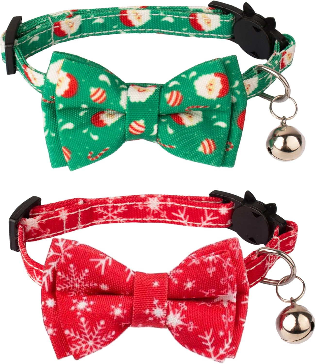 St. Patrick'S Day Cat Collars with Bow Bell, Green Shamrock Pattern Kitten Collar with Removable Bowtie, Pet St Patricks Collars for Cats Kittens (St. Patrick'S Day)