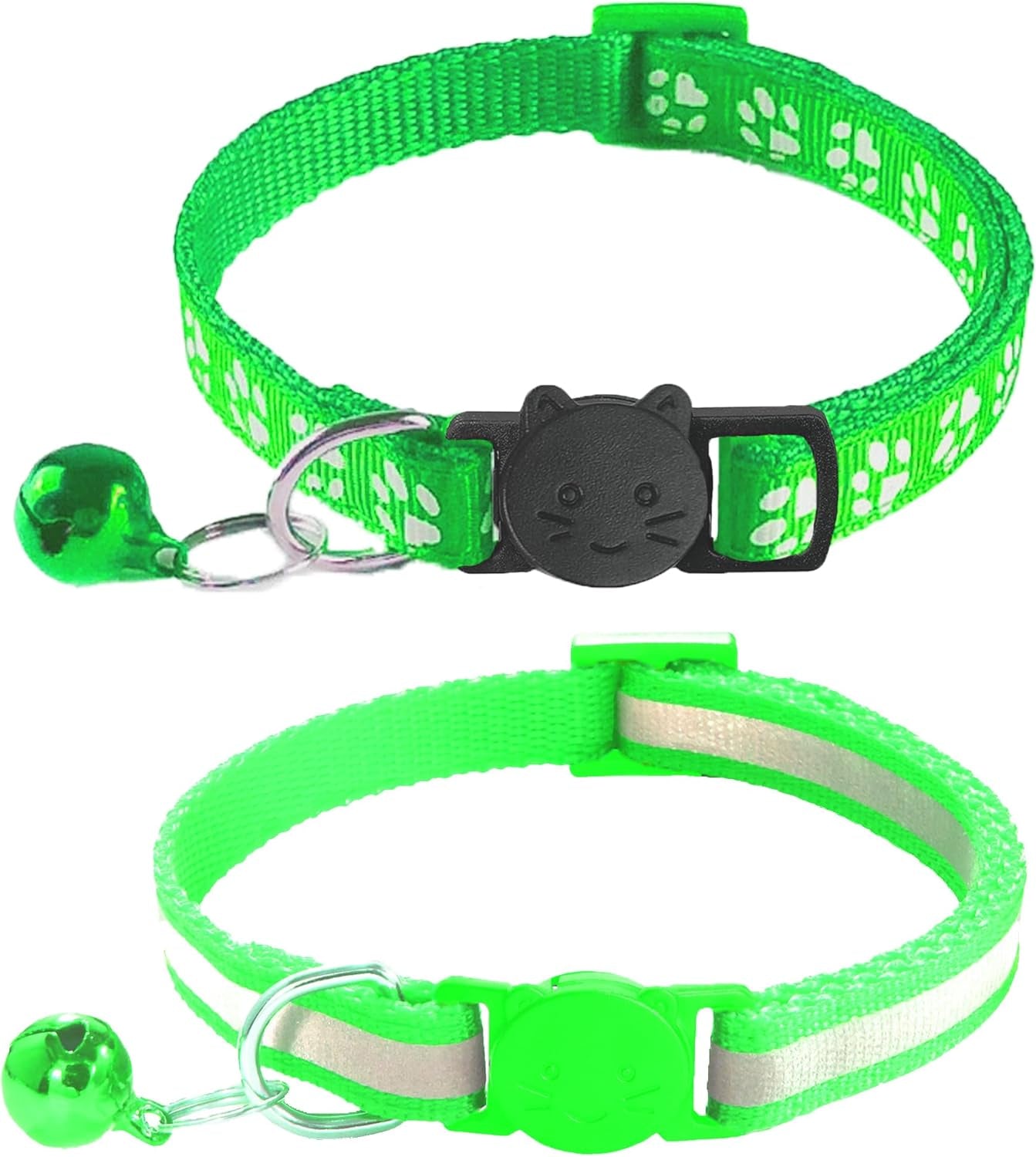 2 Pack Breakaway Cat Collars with Bells, Reflective Design and Claw Print Design, Safety Buckle Kitten Collars Adjustable from 7.5 to 12.5 Inches (Sky Blue)