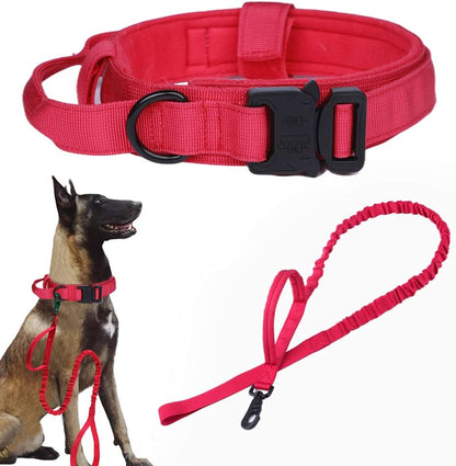 Tactical Dog Collar Adjustable Military Nylon Dog Collar with Control Handle and Heavy Duty Metal Buckle for Medium and Large Dogs (Brown,M)