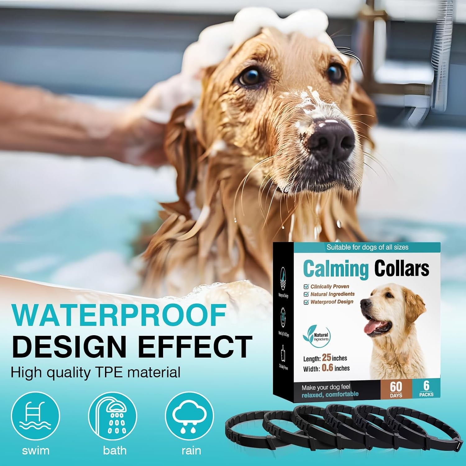 Ultimate 6-Pack Calming Dog Collars with Pheromones – 60 Days of Stress Relief for Small, Medium, and Large Dogs, Adjustable & Waterproof