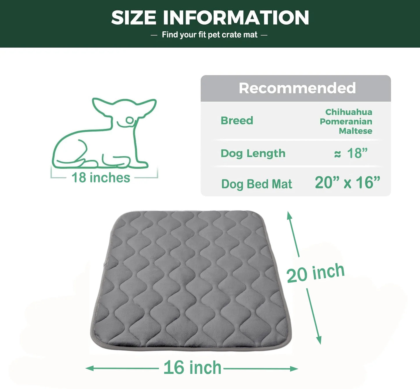 Dog Crate Bed Dog Crate Pad Washable Dog Bed Mat for Crate Mats for Dog Cage Mat Dog Kennel Pad Dog Kennel Mat Dog Crate Liner for Small Dogs and Cats,20"X16"